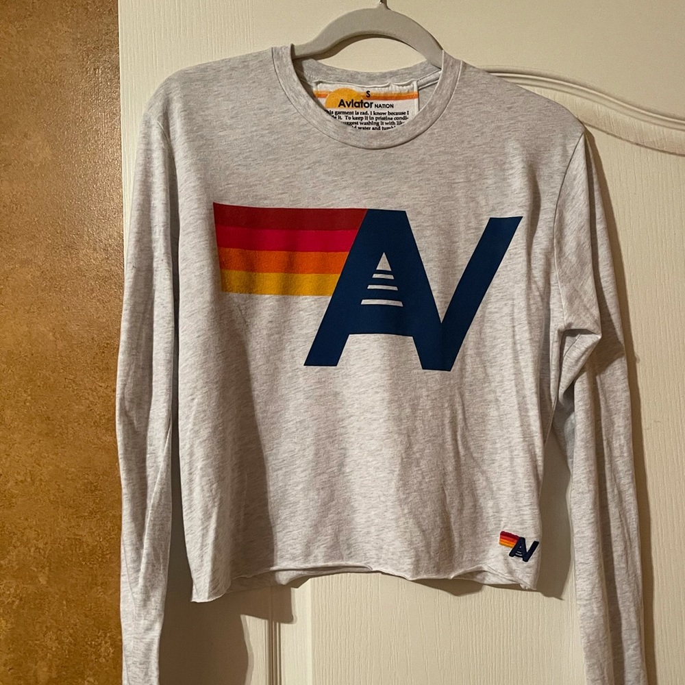 Aviator Nation LOGO LONG SLEEVE BOYFRIEND TEE